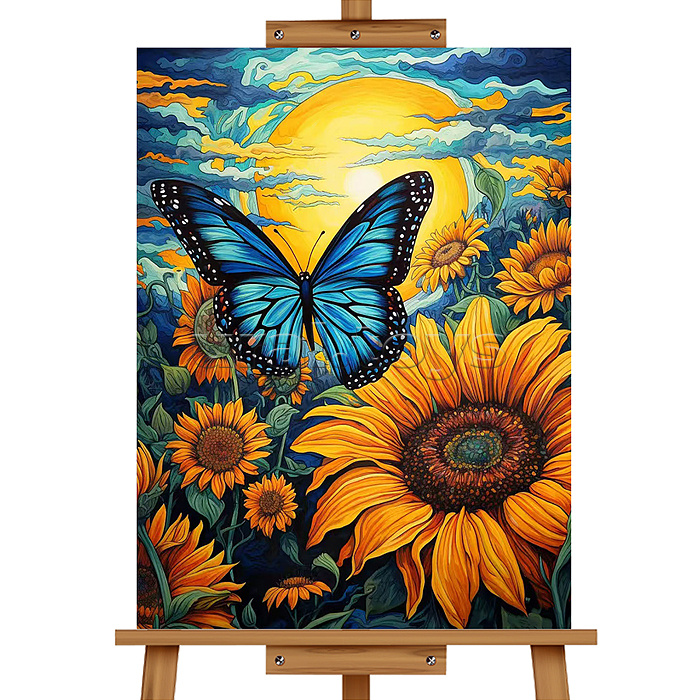 Набор для рисования "Картина по номерам 30*40 см. Бабочка на подсолнухах"