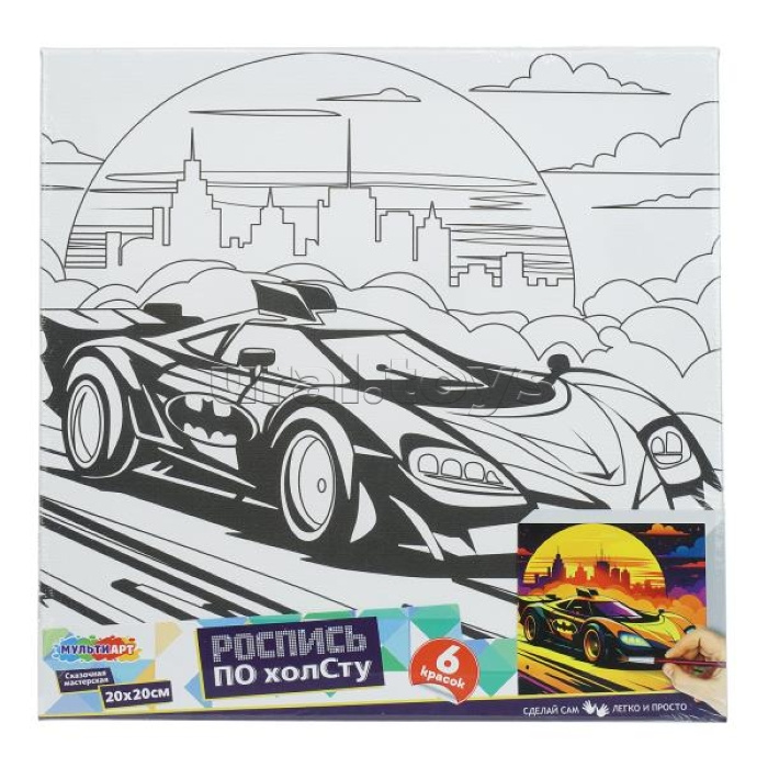 Холст для росписи 20*20 см "Машина бэтман"