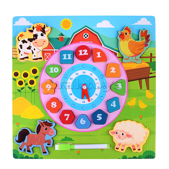 Пазл-вкладыш "Изучаем время. На ферме"