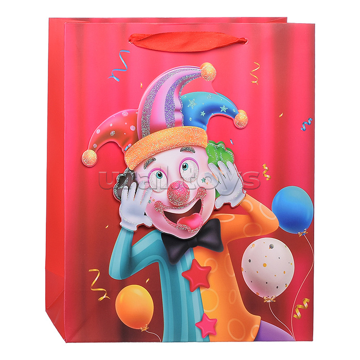 Пакет подарочный "Клоун вечельчак" 26x10x32 см, 3D