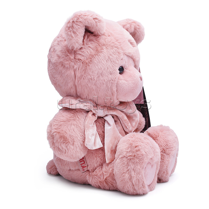 Медведь Ляля с бантом, 25см, пудровый