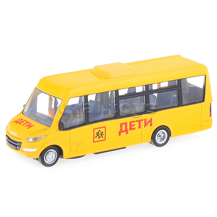 Автобус металл Iveco Daily Vsn-700 Дети, 15 см, (двери, инерц,) в коробке