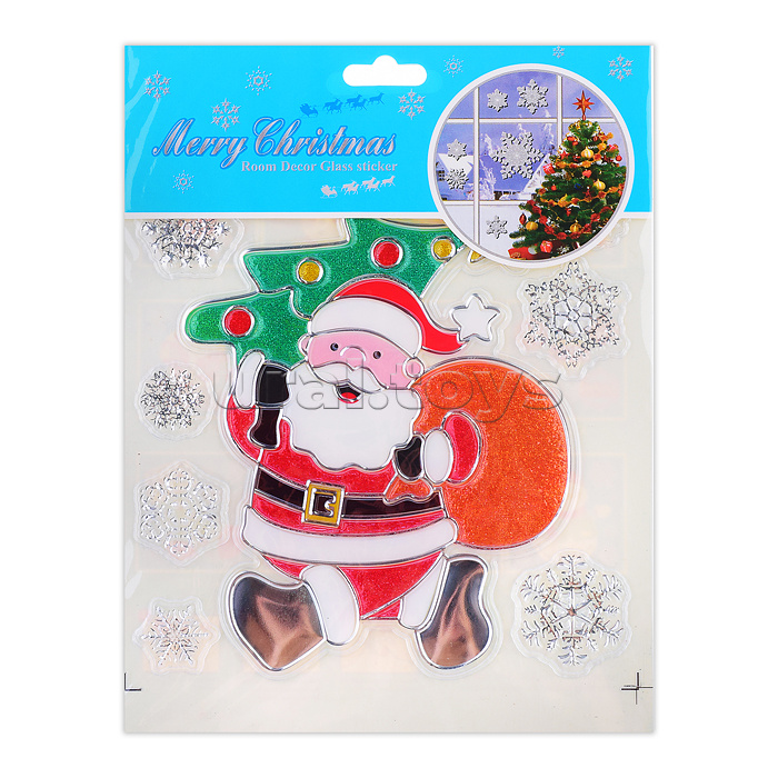Наклейки новогодние для декора "Мороз и снеговичок" в пакете