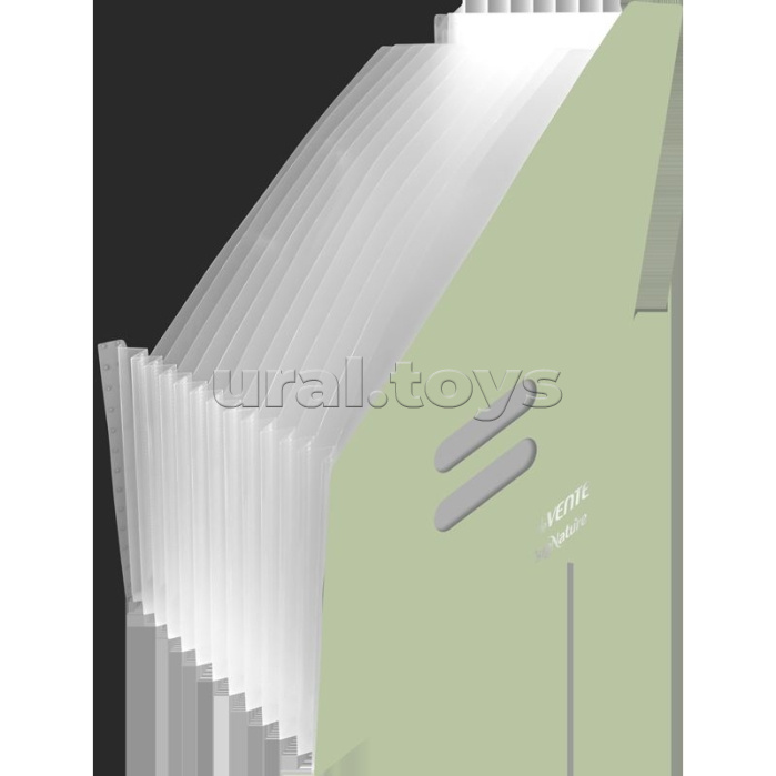 Вертикальный накопитель с 13-ю отделениями "SigNATURE" A4 (260x325мм) толщина 2,5 мм, максимальное расширение до 40 см, покрытие полипропилен, фактура "песок" пенный уплотнитель, отделения 160 мкм, оливковый
