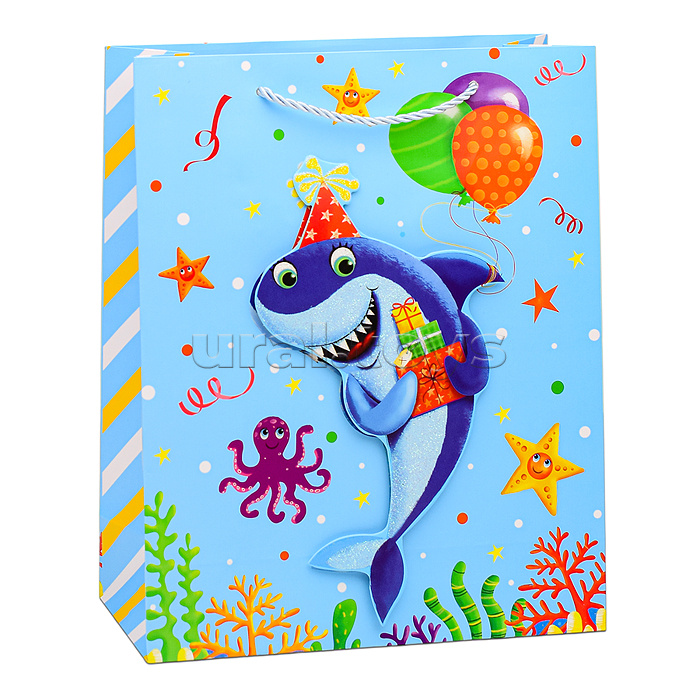 Пакет подарочный "Весёлого праздника!" 26х32х10 см