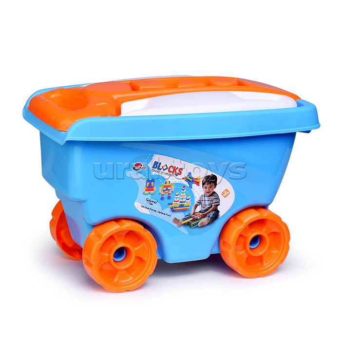 Конструктор "Веселая тележка" цвет синий (320 дет.)