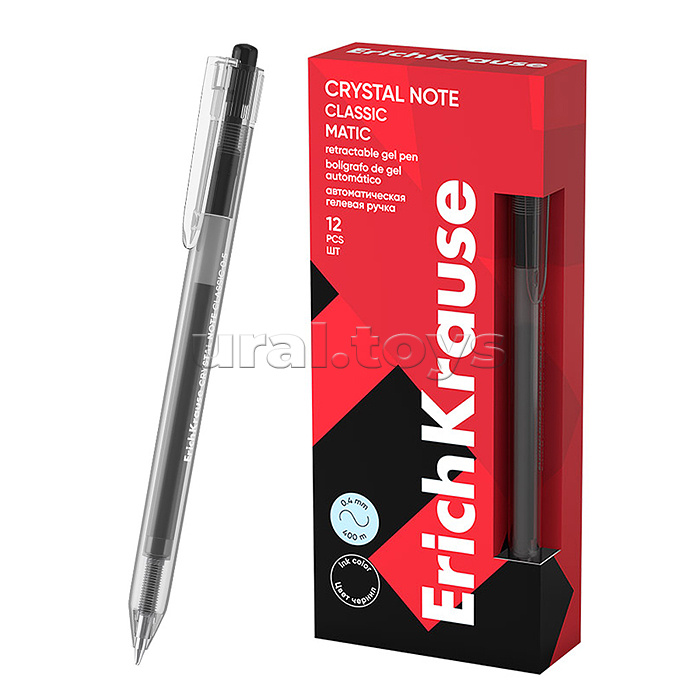 Ручка гелевая автоматическая Crystal Note Matic Classic 0.5, цвет чернил черный