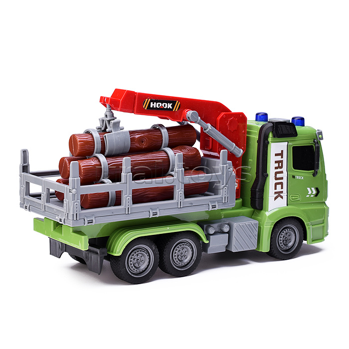 Машина "Лесовоз" на батарейках, в коробке