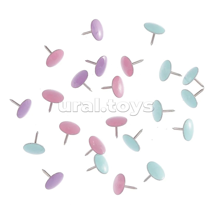 Кнопки канцелярские "Pastel" диаметр 10 мм, цветные 50 шт в пластиковой коробке