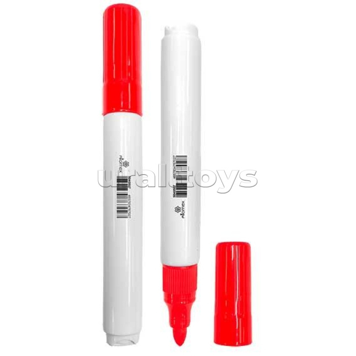 Маркер для белой доски "Attomex" круглый корпус, колпачок без клипа, пулевидный наконечник, ширина линии 3 мм, красный