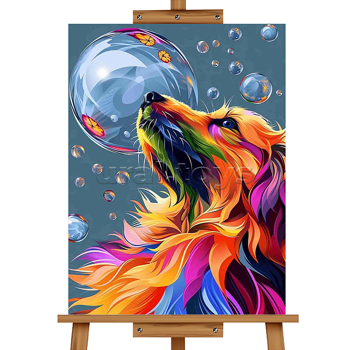 Набор для рисования "Картина по номерам 30*40 см. Собачка и мыльные пузыри"