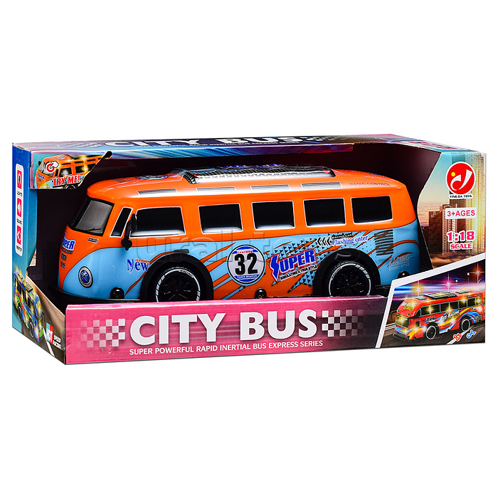 Машина "Мини-автобус" 1:18, свет, звук, в коробке