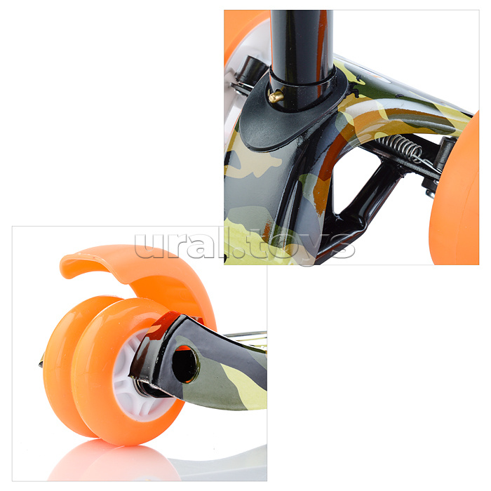 Самокат 3-х кол., цвет микс, светящиеся колёса, PU, ABEC 7, в коробке