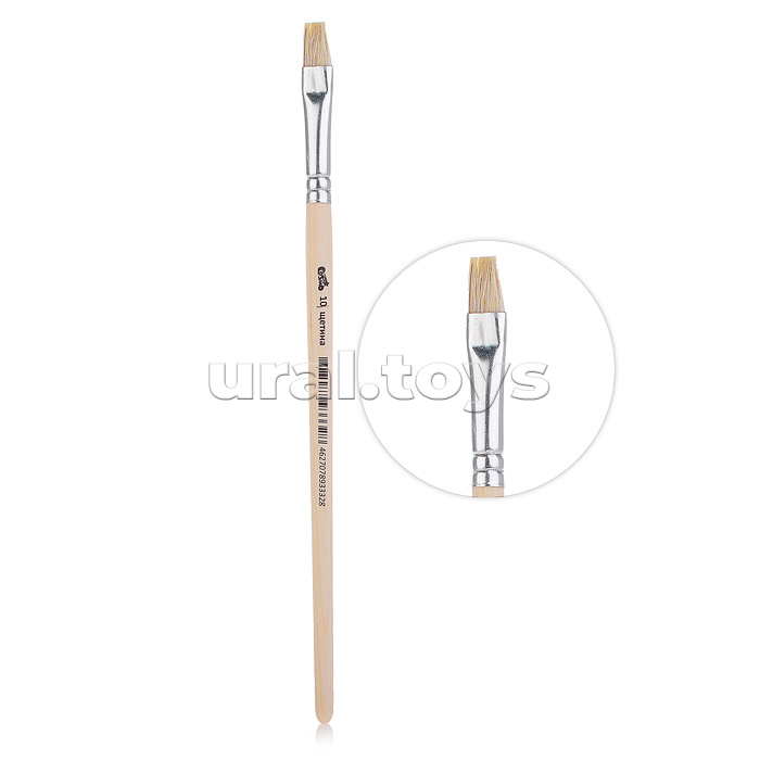Кисть живописная "Cosmo" щетина № 10 плоская, индивидуальная маркировка, деревянная ручка