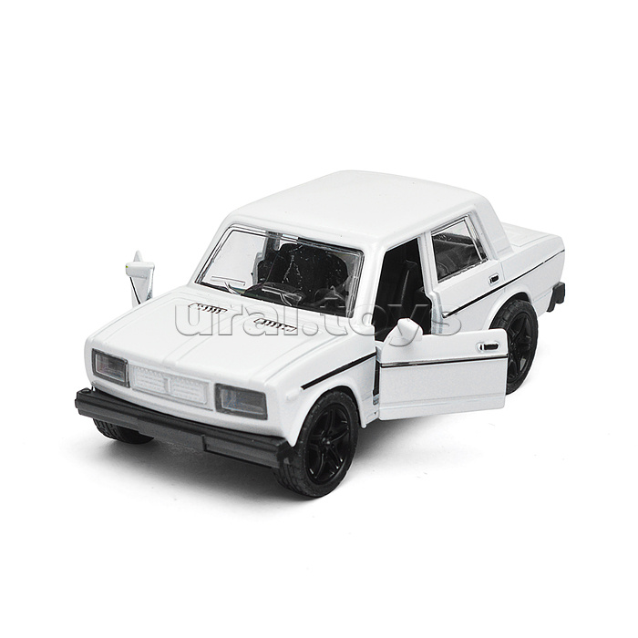 Белая инерционная машинка, квадратные фары, die-cast, 1:32, открывающиеся двери
