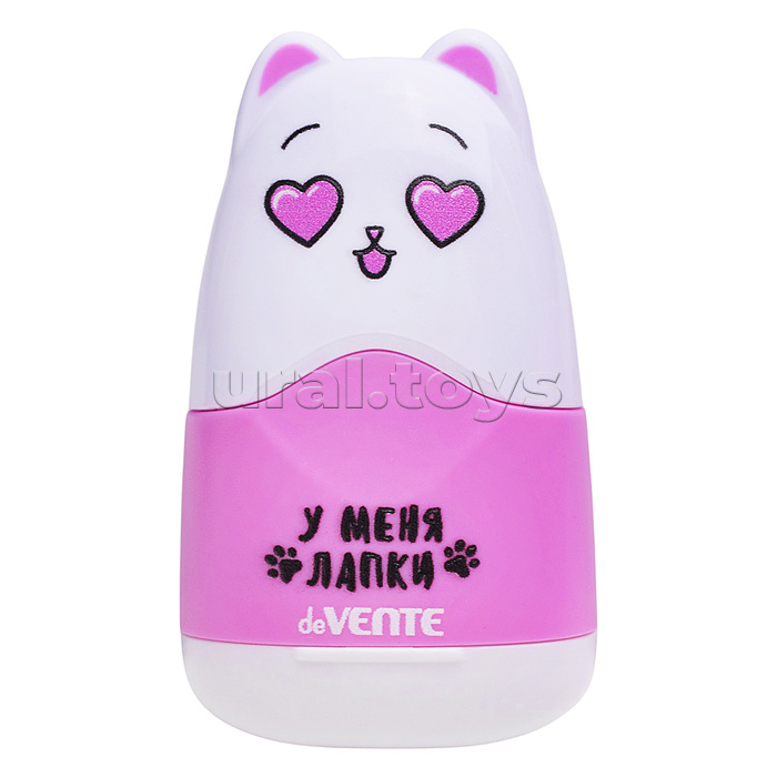 Точилка и ластик 2 в 1 "У меня лапки" 1 отверстие, пластиковая цветная с контейнером, ластик белый из синтетического каучука, каждая с индивидуальной маркировкой, ассорти, в картонном дисплее