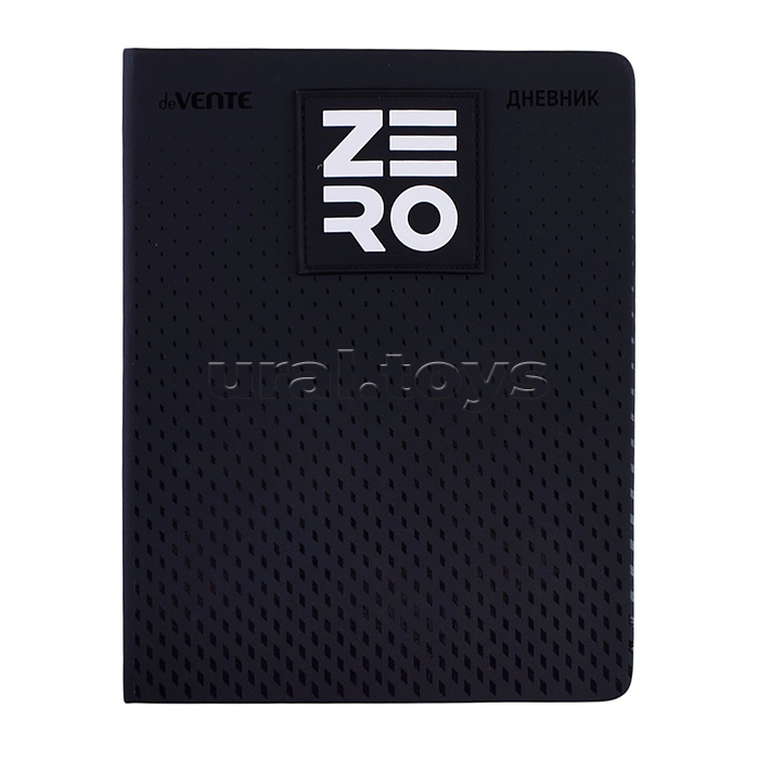 Дневник 1-11кл. "ZERO"  универсальный блок, 48 листов, белая бумага 80 г/м², печать в 1 краску, твердая обложка из искусственной кожи, выборочный лак, объемная аппликация rubber patch, 1 ляссе