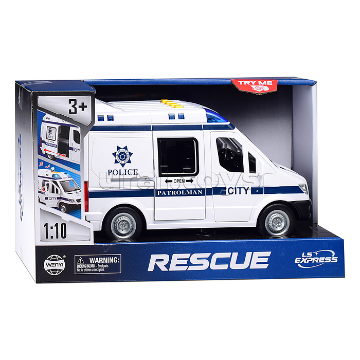 Машина "Полиция" 1:10 (свет,звук) в коробке