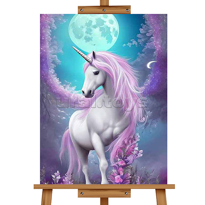 Мозаика алмазная "Розовый единорог" 30*40см.