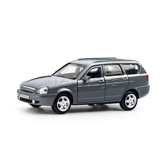 Машина металл LADA PRIORA длина 12 см, двери,багаж,инерц,темно-серый, в кор.