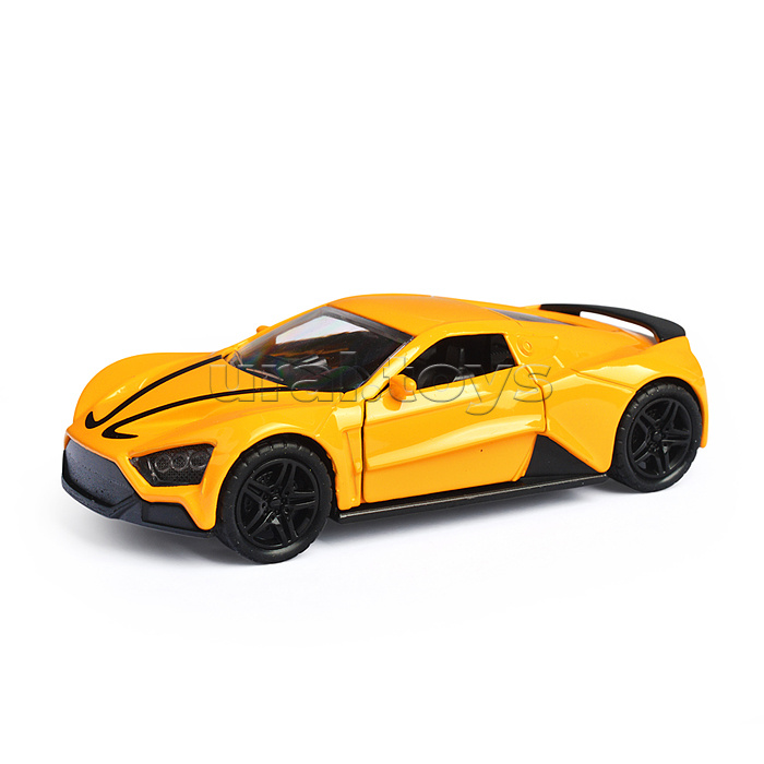 Жёлтая инерционная спортивная машинка с принтом на капоте, die-cast, 1:32, открывающиеся двери Жёлтая инерционная спортивная машинка с принтом на капоте, die-cast, 1:32, открывающиеся двери