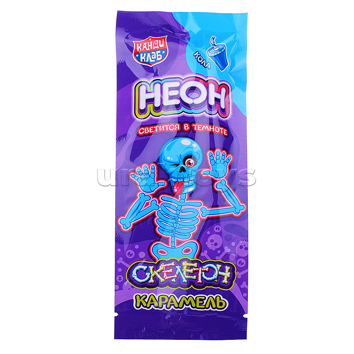 Карамель на неоновой палочке "Неон Скелетон" 10г (30шт)