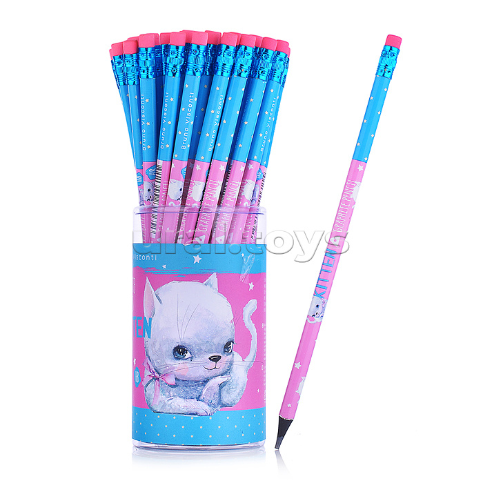 Карандаш чернографитовый с ластиком "Kids Color. Кошка с бантом" HB (пластиковый корпус)