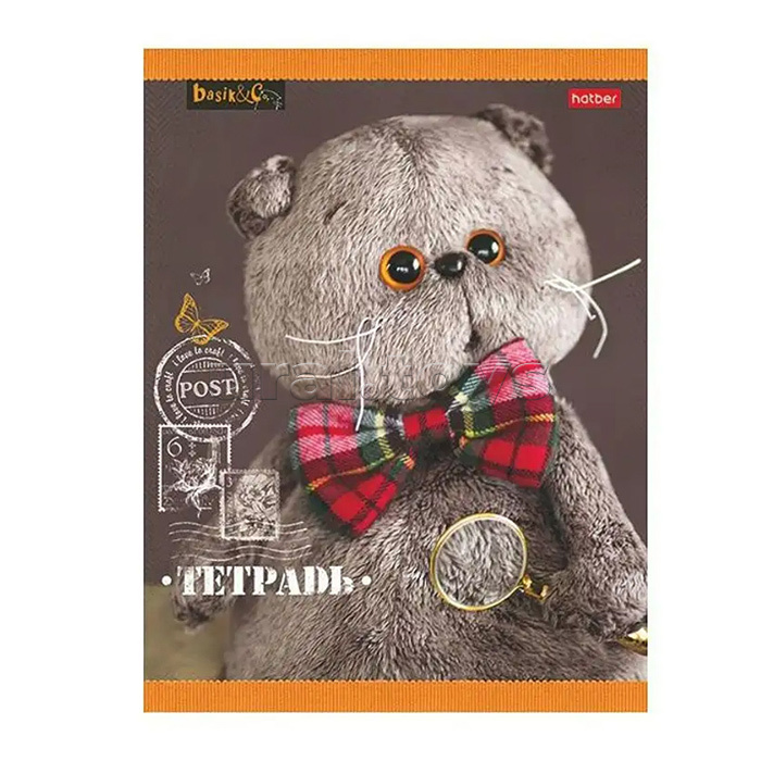 Тетрадь 18л. клетка "Кот Басик"А5 на скобе
