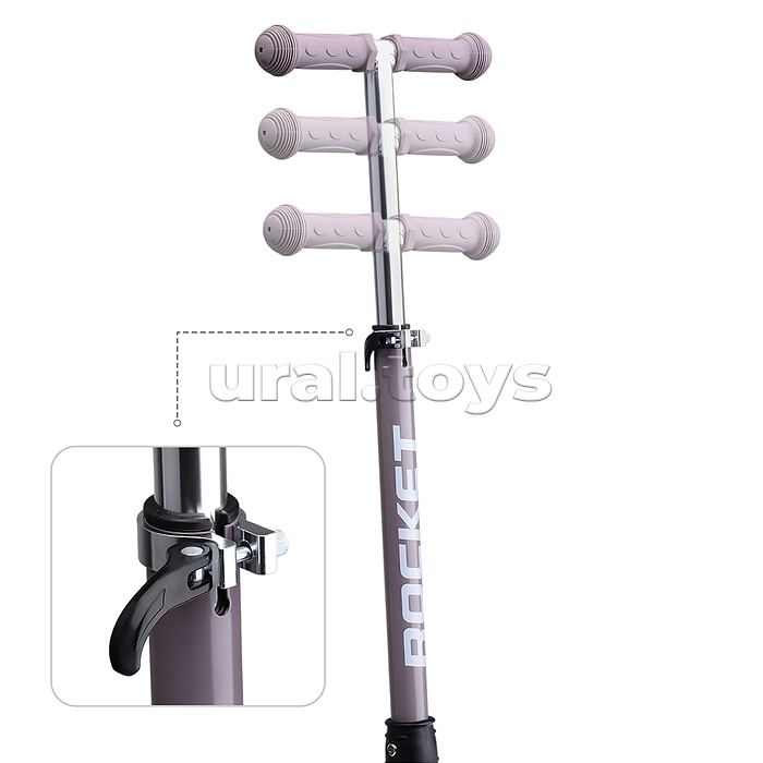 Самокат трёхколёсный ROCKET колёса световые PU, цвет мокко