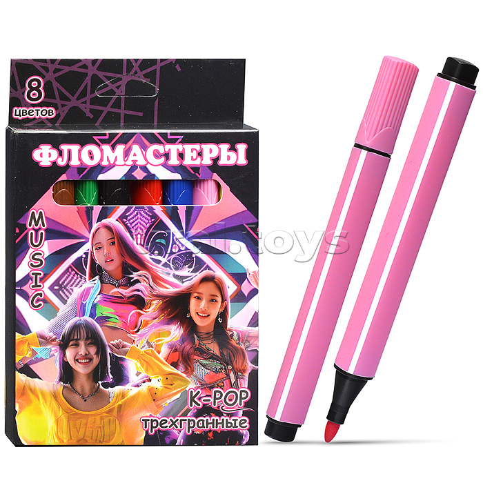 Фломастеры Дорама 8 цветов, треугольные, в картонной упаковке с европодвесом