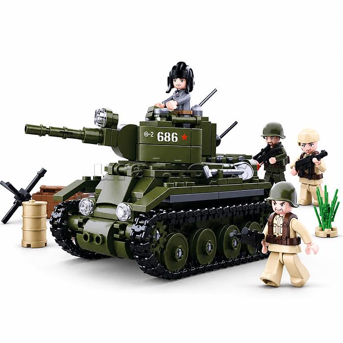 Конструктор "Кавалерийский танк с фигурками людей" (347 дет.) в коробке
