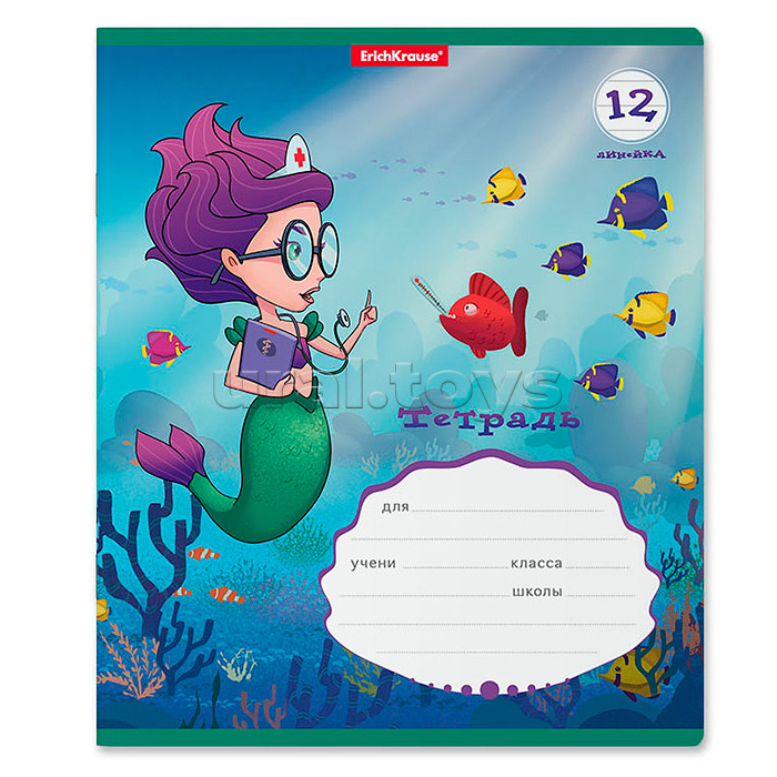 Тетрадь 12 л. линейка "Русалочка"