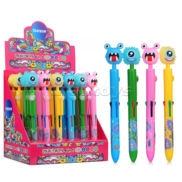 Ручка-автомат "Монстрики" 4 цвета, 0,7 мм в диспле