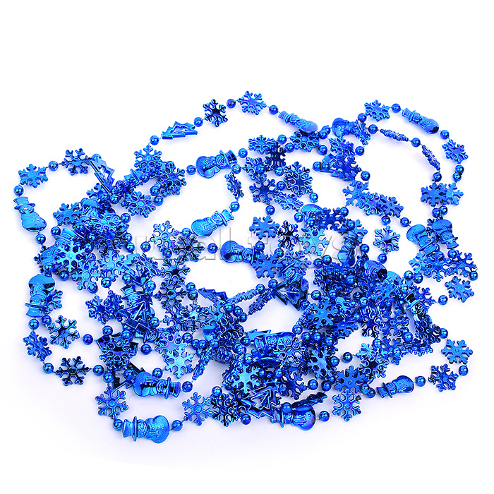 Новогоднее украшение "Бусы кристаллики" синие, 4,8м, в пакете