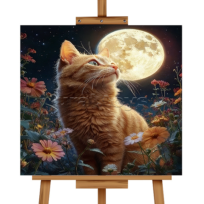 Мозаика алмазная "Рыжий котик" (светится в темноте) 20*20 см.