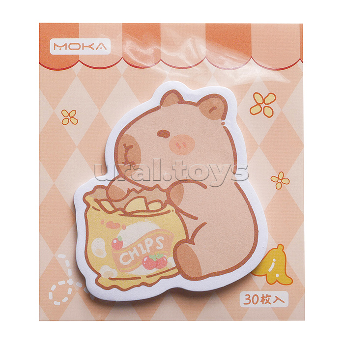 Бумага для заметок клейкая "Капибара" 7,5х8 см, 30 листов