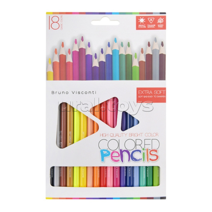 Карандаши цветные 18 цв. "Bright colors"