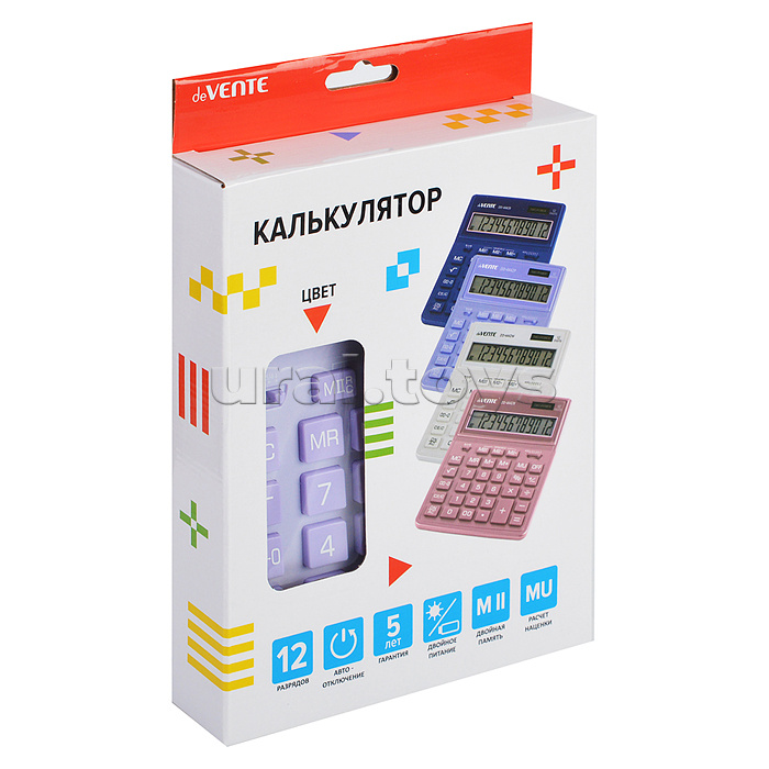 Калькулятор настольный, 155x204x33 мм, 12 разрядный, двойное питание, двойная память, автоматическое вычисление квадратного корня, процентов, наценки, клавиша "00" коррекция последнего введенного значения, функция смены знака, автоматическое отключение, п