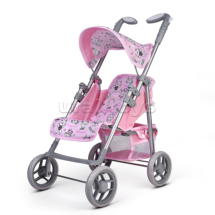 Коляская кукольная трость, металлическая, с корзиной