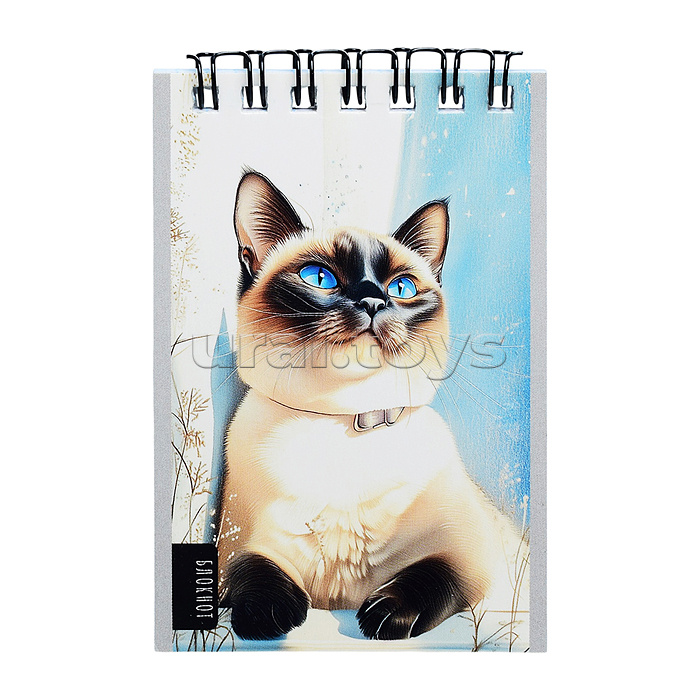 Блокнот А7 40л. "Нарисованные котики" на гребне, обл.-мел.кар, бл-офс, в клетку