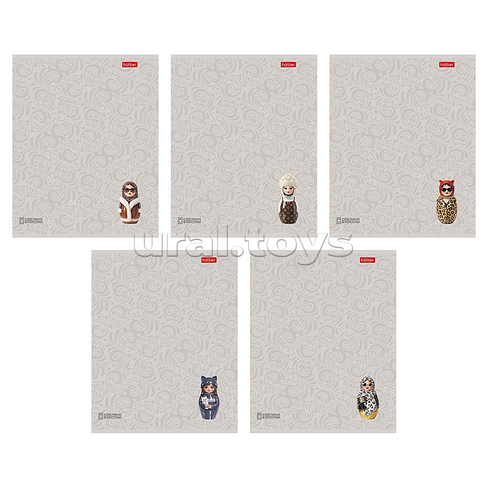 Тетрадь 48л. линия "Матрешки A la Russe" А5ф 60-65г/кв.м на скобе обл. мел.картон ламинация 3D лак