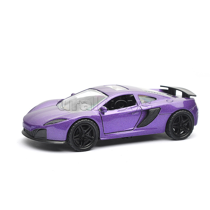 Фиолетовая спортивная инерционная машинка со спойлером, die-cast, 1:32, открывающиеся двери