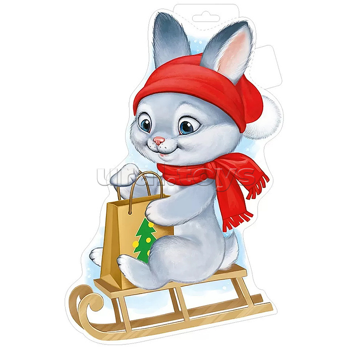 Плакат "Заяц на санках"