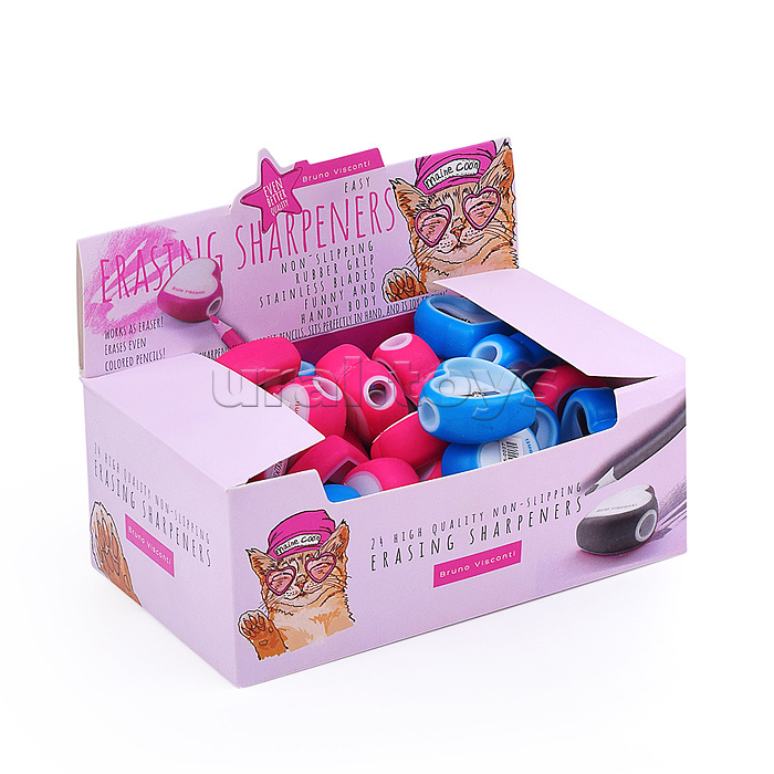 Точилка-ластик в пенал, 1 отверстие "Easysharp. Мэйнкун в очках" (2 цвета)