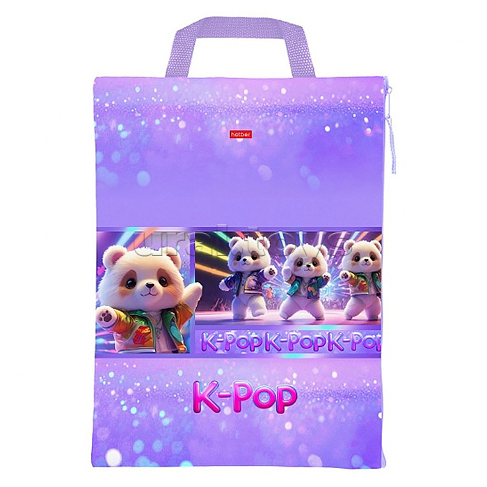 Сумка - папка с ручкой, А4ф, 257х344мм., для тетрадей "K-pop мишки" Сумка - папка с ручкой, А4ф, 257х344мм., для тетрадей "K-pop мишки"