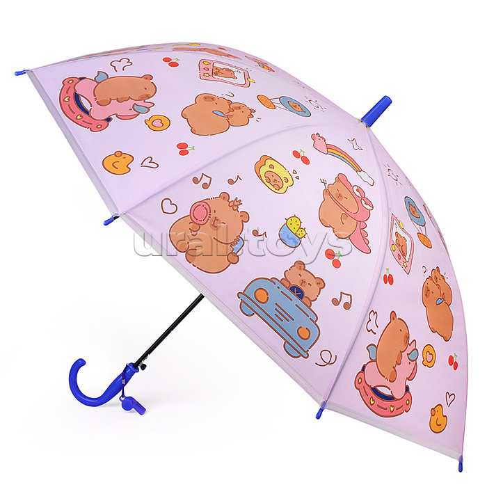 Зонт детский "Милая капибара" (цвет фиолетовый) (48,5см.)