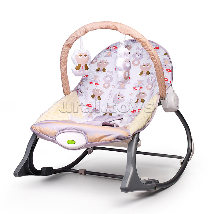 Шезлонг "Барашек розовый" качалка, вибрационный в каробке