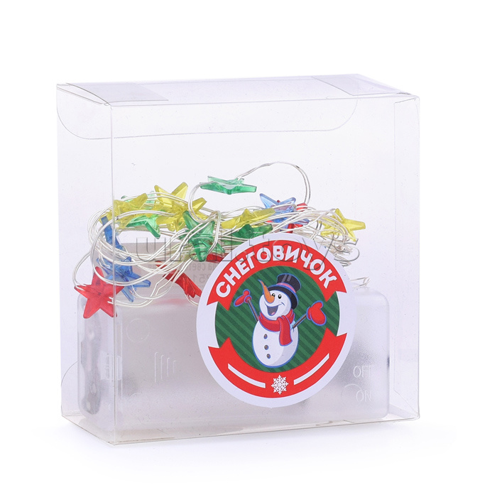 Электрогирлянда "Звезды" 3 м, 20ламп, батар., цветная