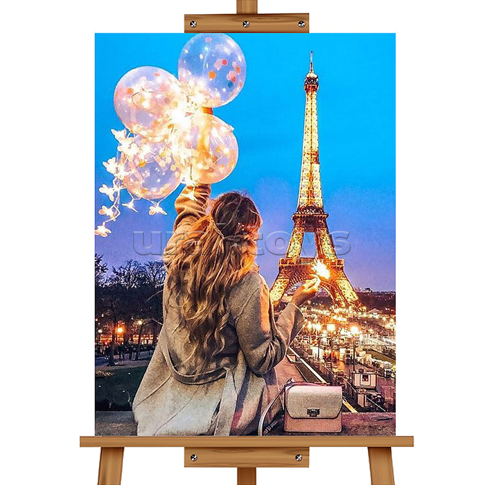 Мозаика алмазная "Париж" (с гирляндой) 20*30см.