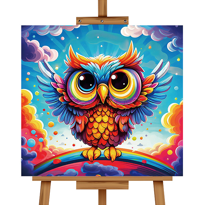 Мозаика алмазная "Радужная сова" 20*20см.
